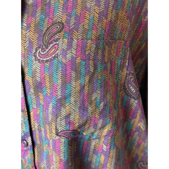 Diane Von Furstenberg Shirt Women 16 Purple‎ Paisley Retro Vintage Button Down - Picture 7 of 10
